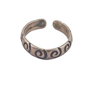 Vintage Sterling Silver Spiral Pattern Adjustable Toe Ring